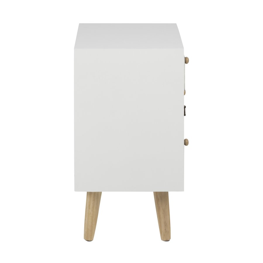 ACT NORDIC Thais Nachttisch - mehrfarbiges MDF und natürliche Kiefer, mit 4 Schubladen 