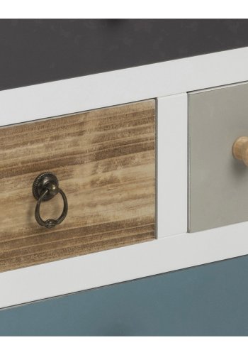 ACT NORDIC Thais Nachttisch - mehrfarbiges MDF und natürliche Kiefer, mit 4 Schubladen 