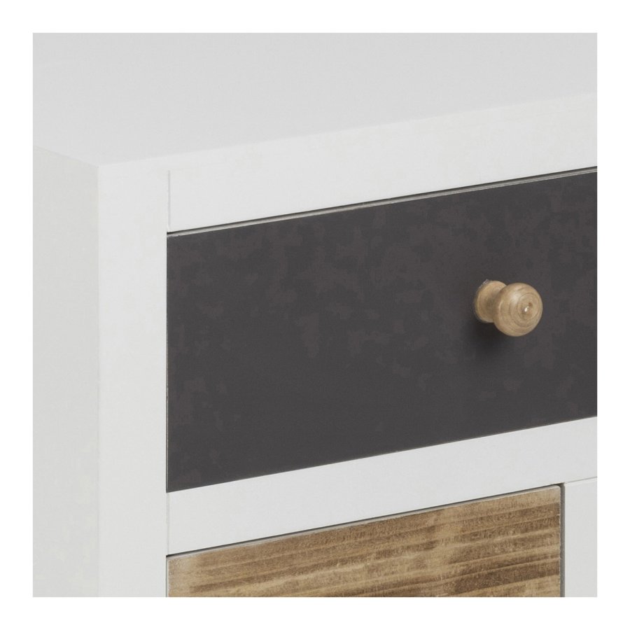 ACT NORDIC Thais Nachttisch - mehrfarbiges MDF und natürliche Kiefer, mit 4 Schubladen 