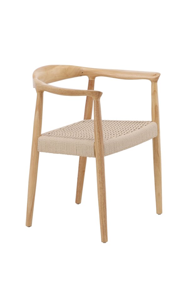 VENTURE DESIGN Lov&ouml;n Spisestole 2-pak - Gummitr�sstel Hvidvasket / Beige Reb