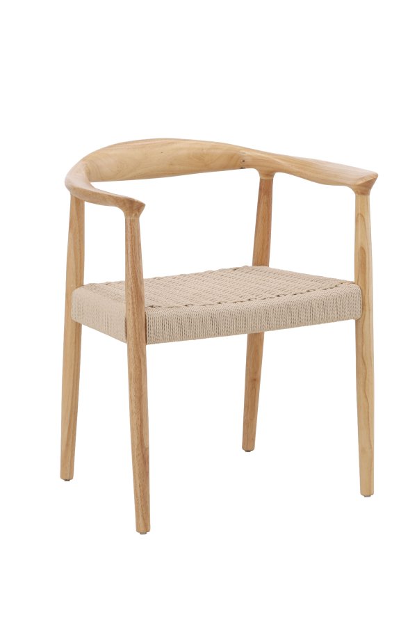 VENTURE DESIGN Lov&ouml;n Spisestole 2-pak - Gummitr�sstel Hvidvasket / Beige Reb