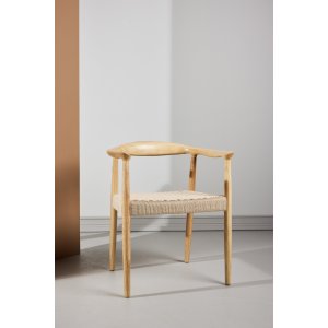 VENTURE DESIGN Lov&ouml;n Spisestole 2-pak - Gummitr�sstel Hvidvasket / Beige Reb