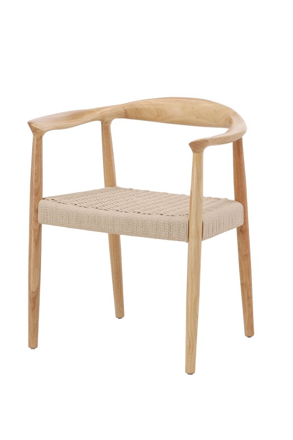 VENTURE DESIGN Lov&ouml;n Spisestole 2-pak - Gummitr�sstel Hvidvasket / Beige Reb