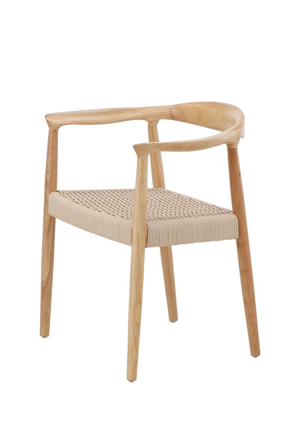 VENTURE DESIGN Lov&ouml;n Spisestole 2-pak - Gummitr�sstel Hvidvasket / Beige Reb