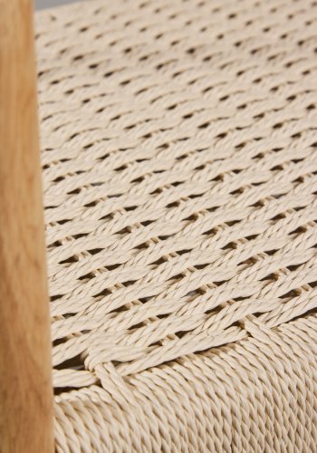 VENTURE DESIGN Lov�n spisebordsstol, m. arml�n - beige reb og hvidvasket gummitr�