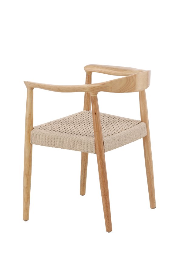 VENTURE DESIGN Lov&ouml;n Spisestole 2-pak - Gummitr�sstel Hvidvasket / Beige Reb