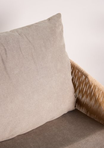 VENTURE DESIGN Louie loungestol, m. arml�n og stof hynder - beige reb og beige st�l