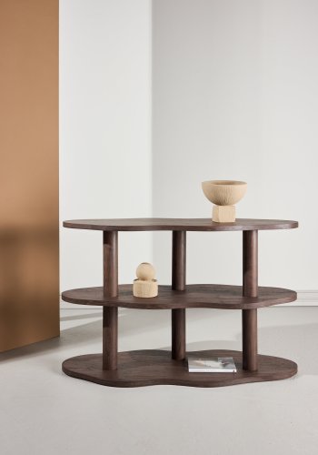 VENTURE DESIGN Moln reol, m. 3 hylder - MDF med mocca 3D-papir (120x45x75)