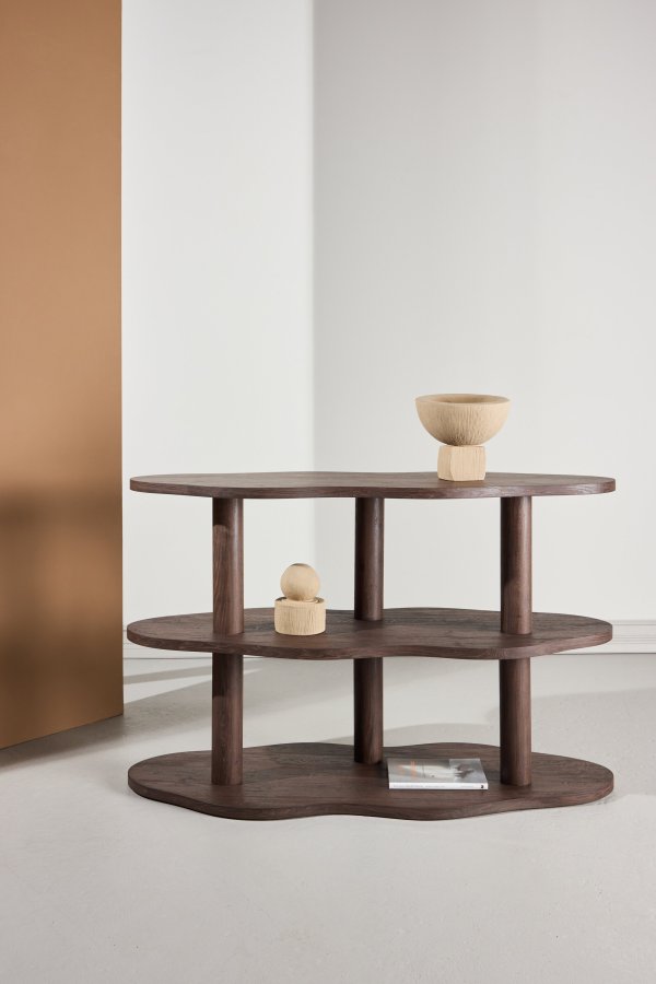 VENTURE DESIGN Moln reol, m. 3 hylder - MDF med mocca 3D-papir (120x45x75)