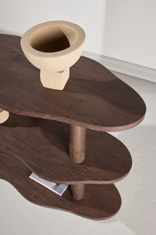 VENTURE DESIGN Moln reol, m. 3 hylder - MDF med mocca 3D-papir (120x45x75)