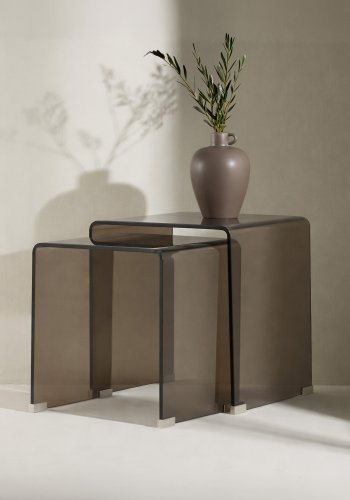 VENTURE HOME Telemark indskudsborde, kvadratisk - brun glas (42x42x42) (36x36x39) (s�t med 2)