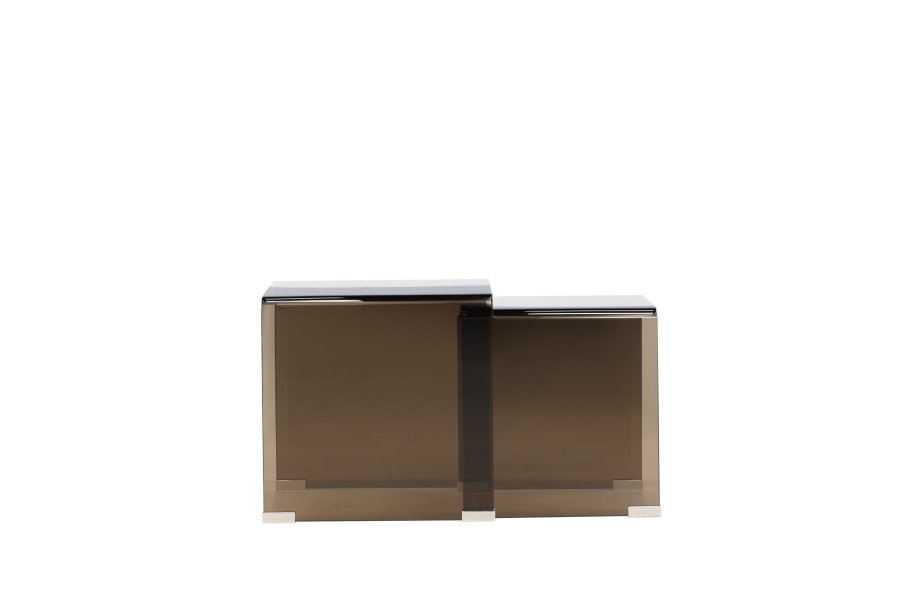 VENTURE HOME Telemark sidobord 42x42x42 cm, 36x36x39 cm - brunt glas