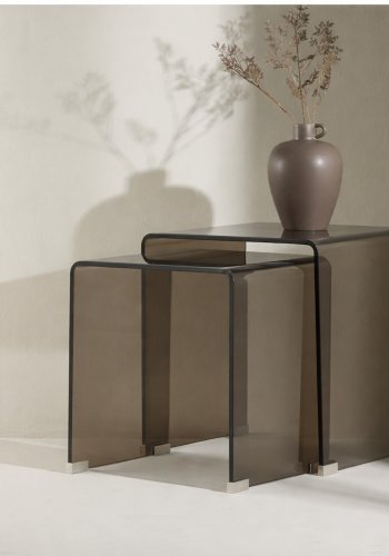 VENTURE HOME Telemark sidobord 42x42x42 cm, 36x36x39 cm - brunt glas