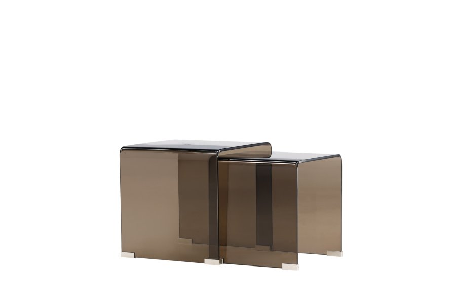 VENTURE HOME Telemark sidobord 42x42x42 cm, 36x36x39 cm - brunt glas