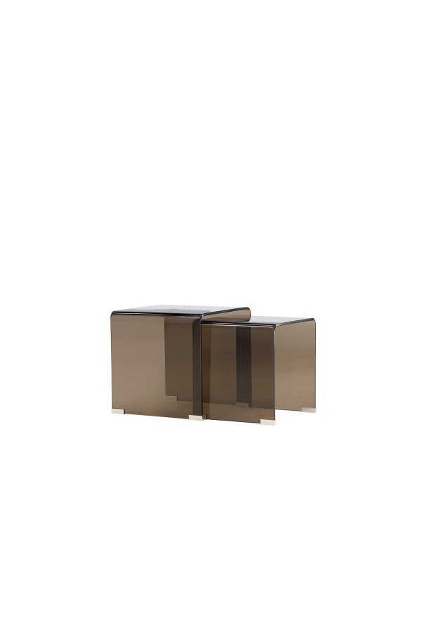 VENTURE HOME Telemark indskudsborde, kvadratisk - brun glas (42x42x42) (36x36x39) (s�t med 2)