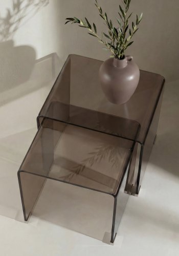 VENTURE HOME Telemark indskudsborde, kvadratisk - brun glas (42x42x42) (36x36x39) (s�t med 2)
