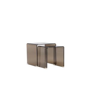 VENTURE HOME Telemark sidobord 42x42x42 cm, 36x36x39 cm - brunt glas