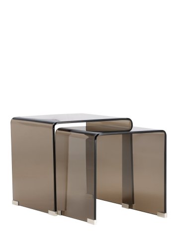 VENTURE HOME Telemark sidobord 42x42x42 cm, 36x36x39 cm - brunt glas