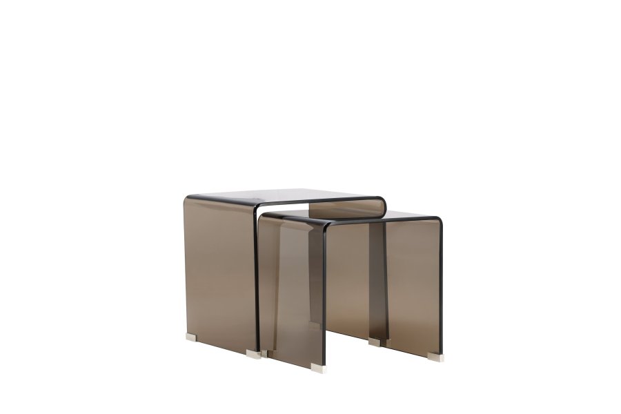 VENTURE HOME Telemark sidobord 42x42x42 cm, 36x36x39 cm - brunt glas