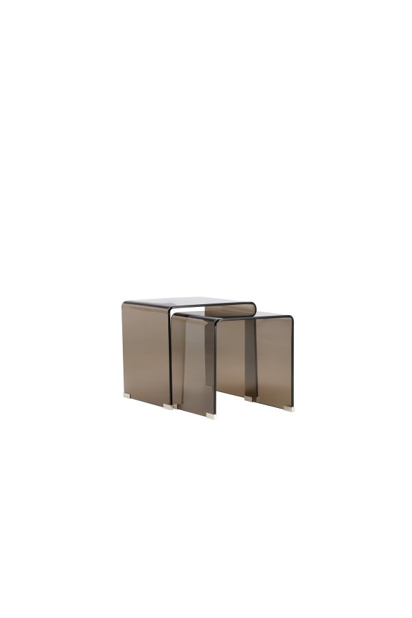 VENTURE HOME Telemark indskudsborde, kvadratisk - brun glas (42x42x42) (36x36x39) (s�t med 2)
