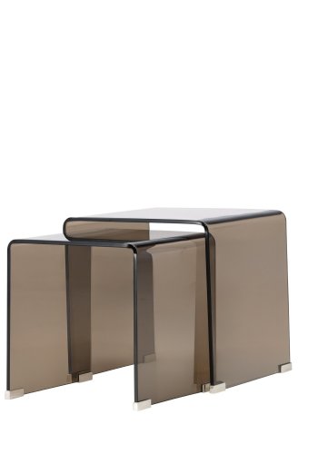 VENTURE HOME Telemark sidobord 42x42x42 cm, 36x36x39 cm - brunt glas