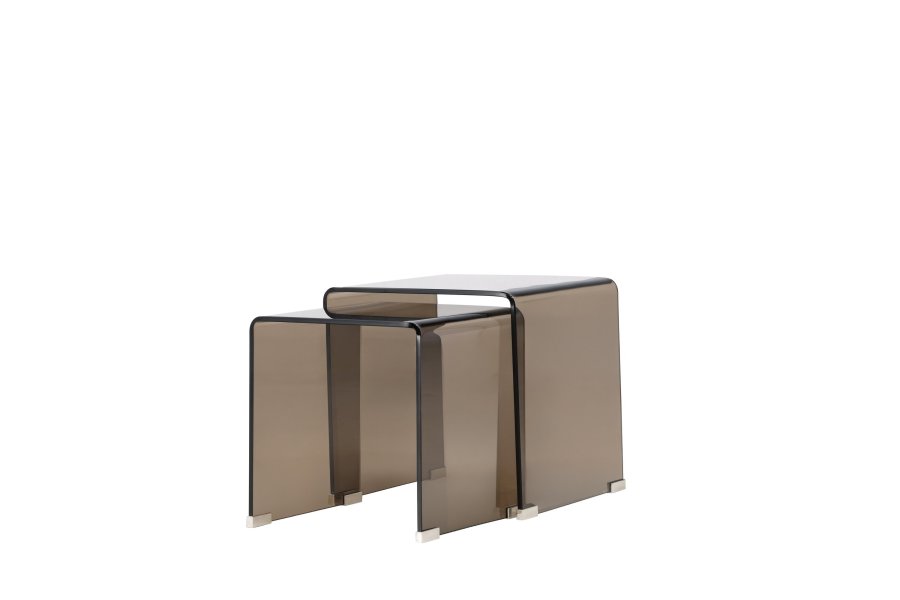 VENTURE HOME Telemark sidobord 42x42x42 cm, 36x36x39 cm - brunt glas