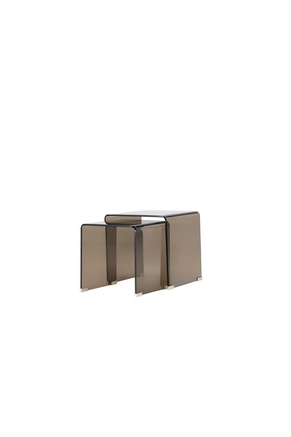 VENTURE HOME Telemark indskudsborde, kvadratisk - brun glas (42x42x42) (36x36x39) (s�t med 2)