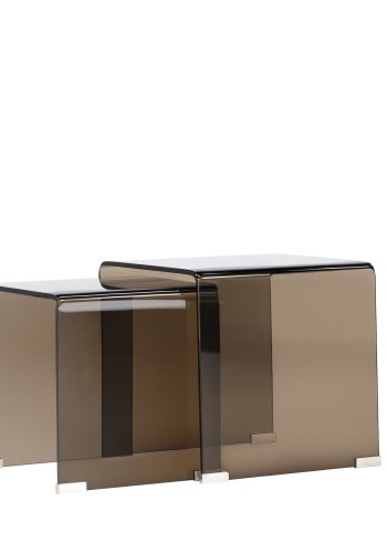 VENTURE HOME Telemark sidobord 42x42x42 cm, 36x36x39 cm - brunt glas