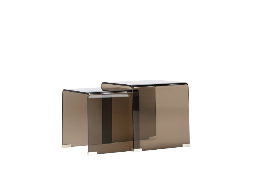 VENTURE HOME Telemark sidobord 42x42x42 cm, 36x36x39 cm - brunt glas