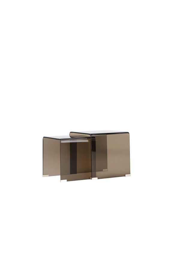 VENTURE HOME Telemark indskudsborde, kvadratisk - brun glas (42x42x42) (36x36x39) (s�t med 2)