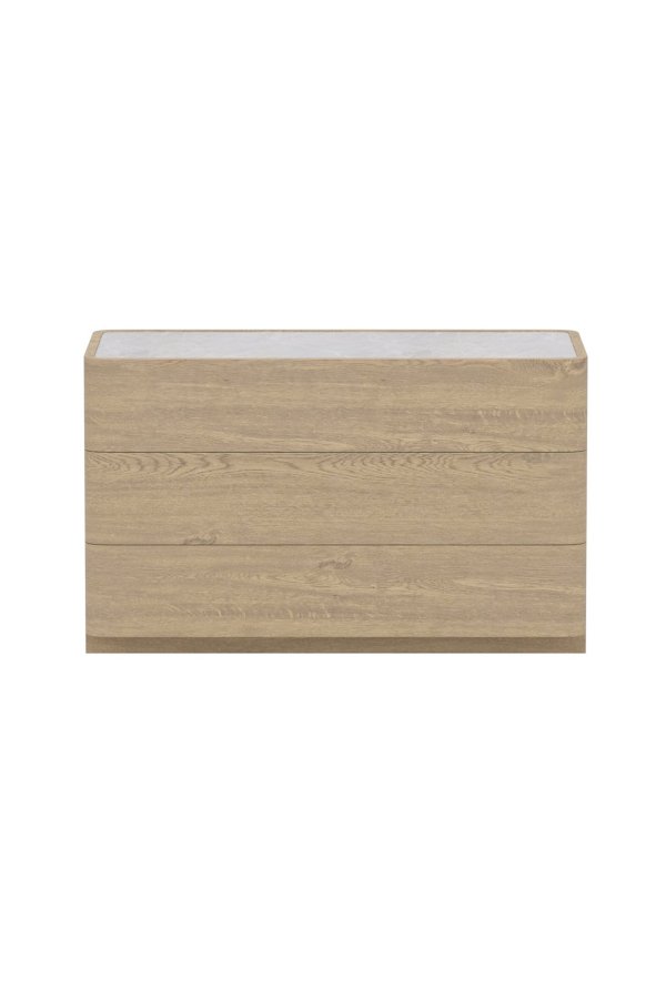 VENTURE HOME Noble kommode, m. 3 skuffer - 3D papirglas og natur MDF