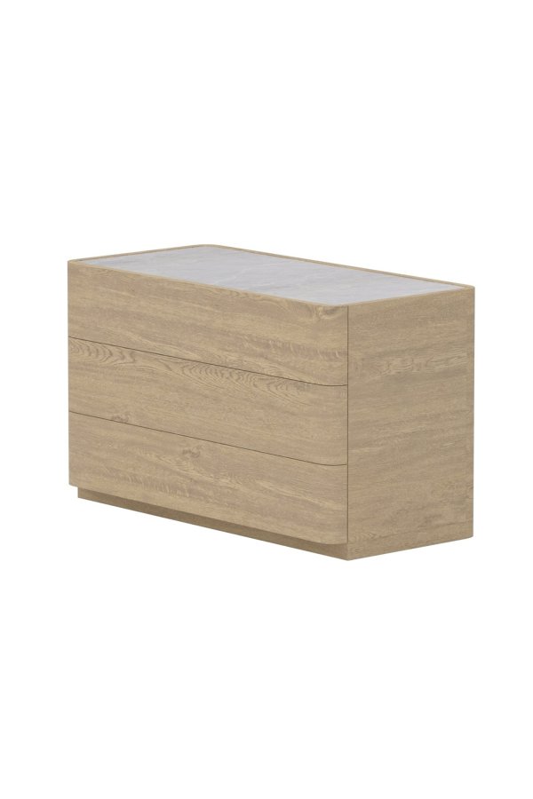 VENTURE HOME Noble kommode, m. 3 skuffer - 3D papirglas og natur MDF