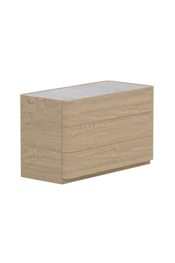 VENTURE HOME Noble kommode, m. 3 skuffer - 3D papirglas og natur MDF