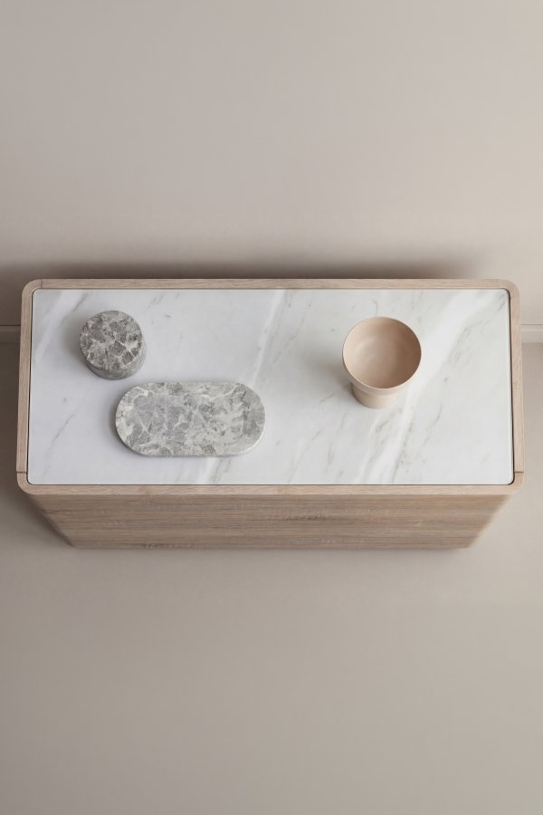 VENTURE HOME Noble kommode, m. 3 skuffer - 3D papirglas og natur MDF