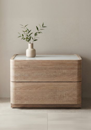 VENTURE HOME Noble kommode, m. 2 skuffer - 3D papirglas og natur MDF
