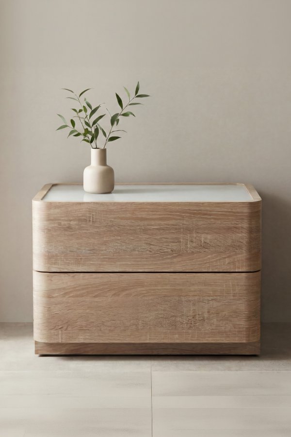 VENTURE HOME Noble kommode, m. 2 skuffer - 3D papirglas og natur MDF