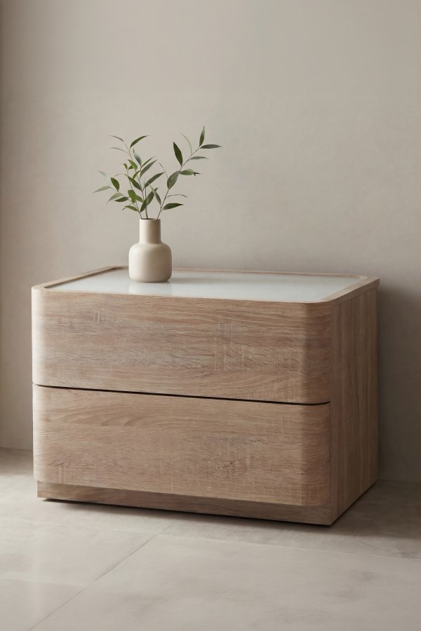 VENTURE HOME Noble kommode, m. 2 skuffer - 3D papirglas og natur MDF