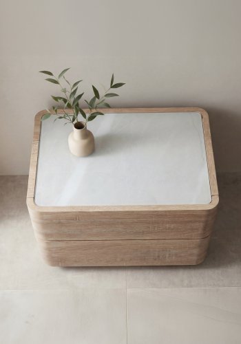 VENTURE HOME Noble kommode, m. 2 skuffer - 3D papirglas og natur MDF