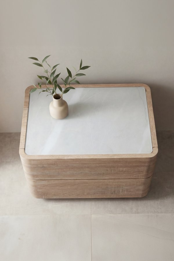 VENTURE HOME Noble kommode, m. 2 skuffer - 3D papirglas og natur MDF