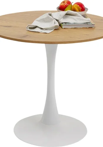 KARE DESIGN Schickeria spisebord, rund - laminat m. egetrslook og hvid stl (80)