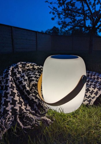 HOUSE NORDIC Cardiff LED-lampe - Lampe med lrreim, Bluetooth-hyttaler, oppladbar, hvit