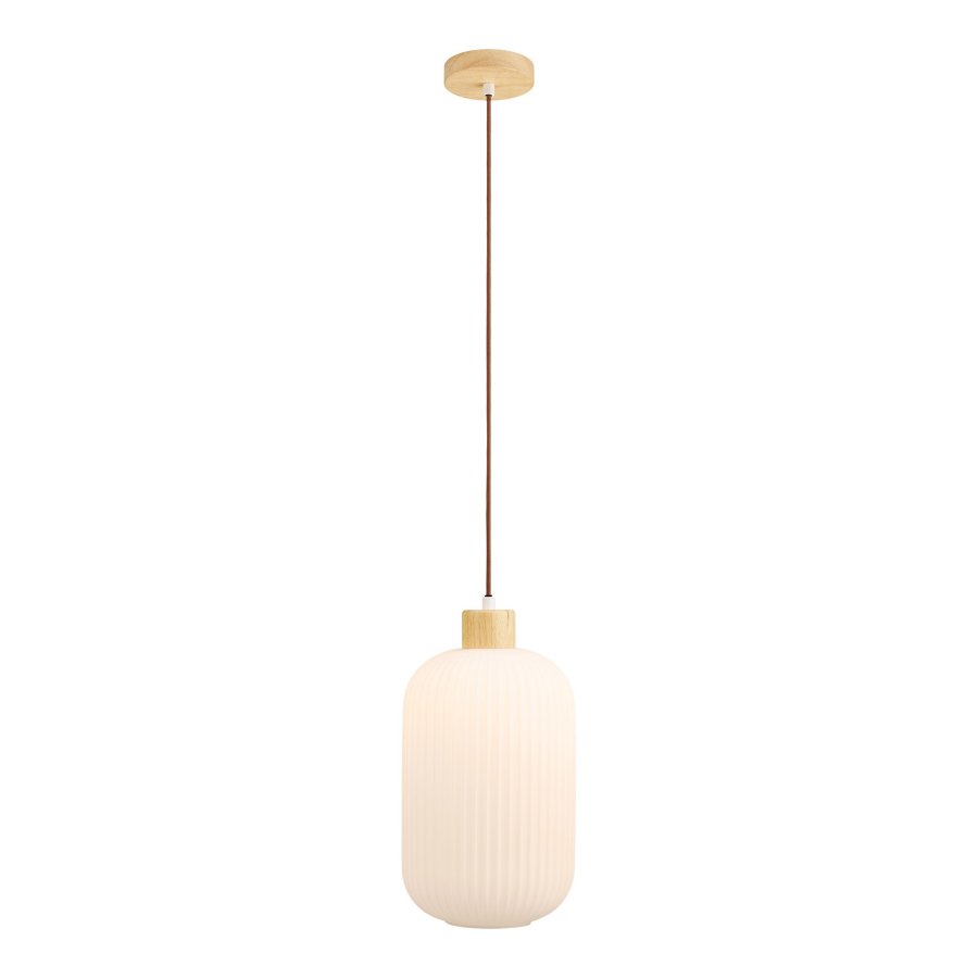 HOUSE NORDIC�Argalo loftlampe - hvid glas og tr� (H:38)