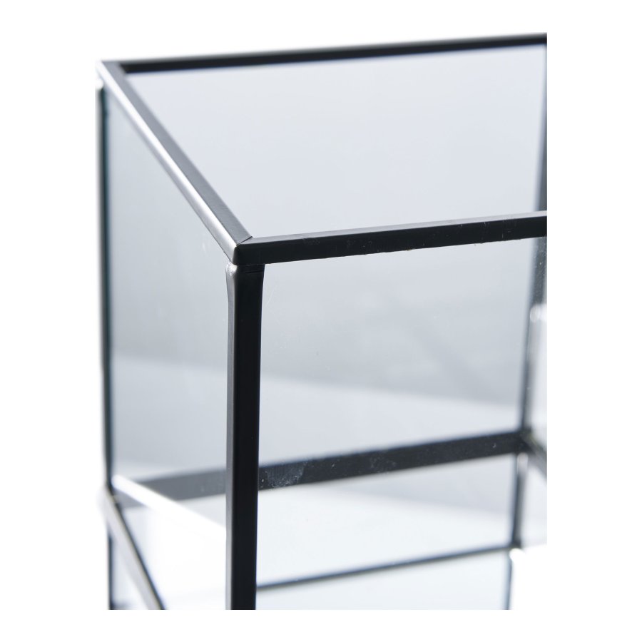 HOUSE NORDIC Hurricane lysestake - glass og svart metall (12x15)