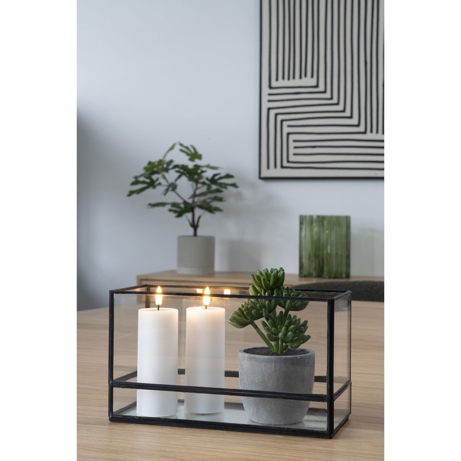 HOUSE NORDIC Hurricane lysestake - glass og svart metall (30x12x15)