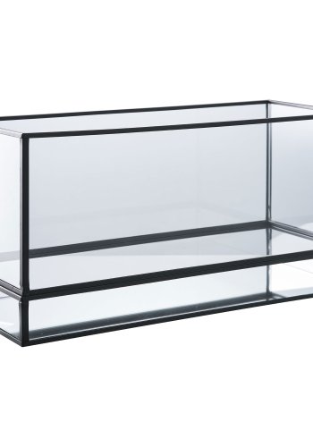 HOUSE NORDIC Hurricane lysestake - glass og svart metall (30x12x15)