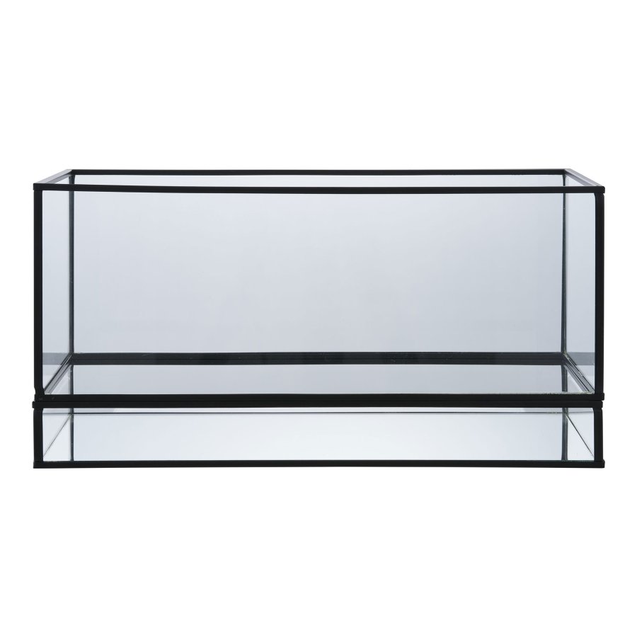 HOUSE NORDIC Hurricane lysestake - glass og svart metall (30x12x15)
