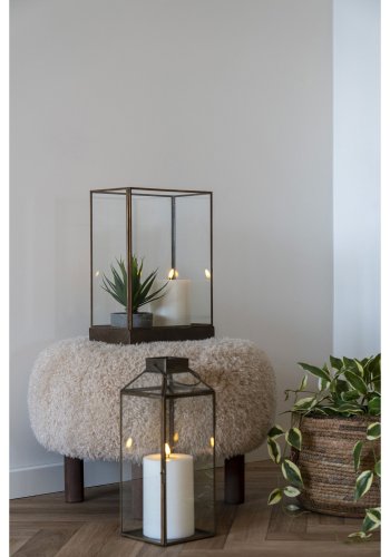 HOUSE NORDIC Manali-lykt - glass og metall med antikk messinglook