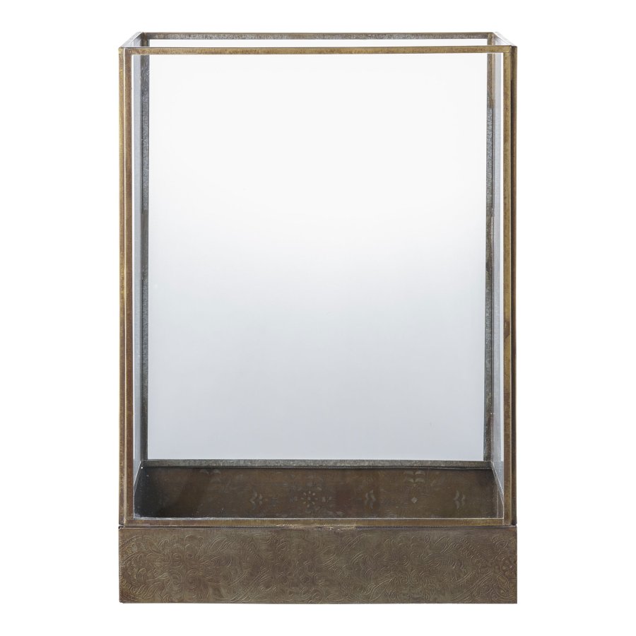 HOUSE NORDIC Manali-lykt - glass og metall med antikk messinglook