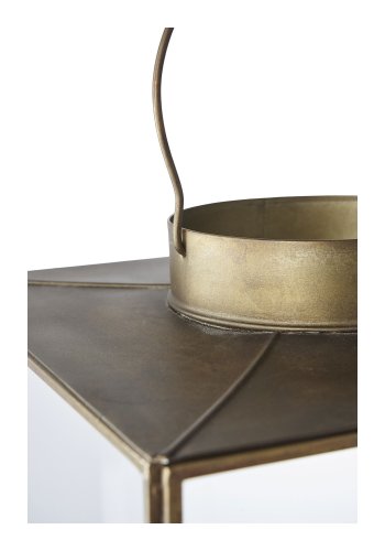 HOUSE NORDIC Mohali-lykt, med hndtak - glass og metall i antikk messinglook