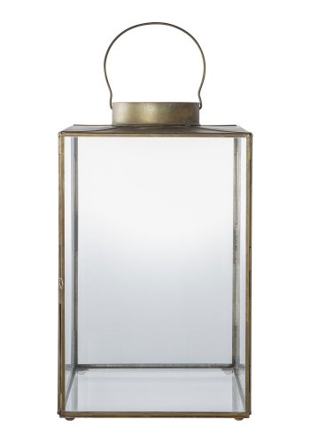 HOUSE NORDIC Mohali-lykt, med hndtak - glass og metall i antikk messinglook